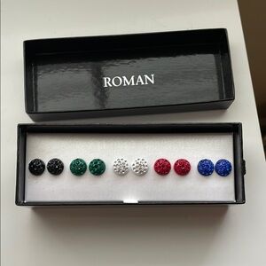 Roman Multicolor Stud Earring Set